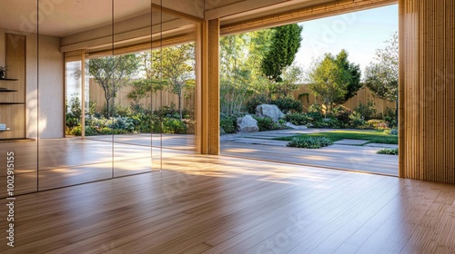 A calming yoga studio with Scandinavian bamboo flooring