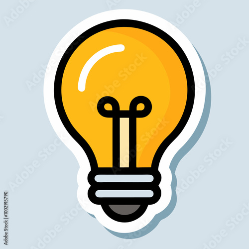 Retro Light Bulb Sticker with Minimal Filament Design for Bright Ideas and Inspiration