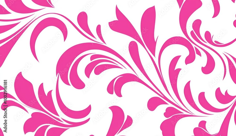 Pink and white pattern of squiggles on a plain white background Pink and white pattern of squiggles on a plain white background
