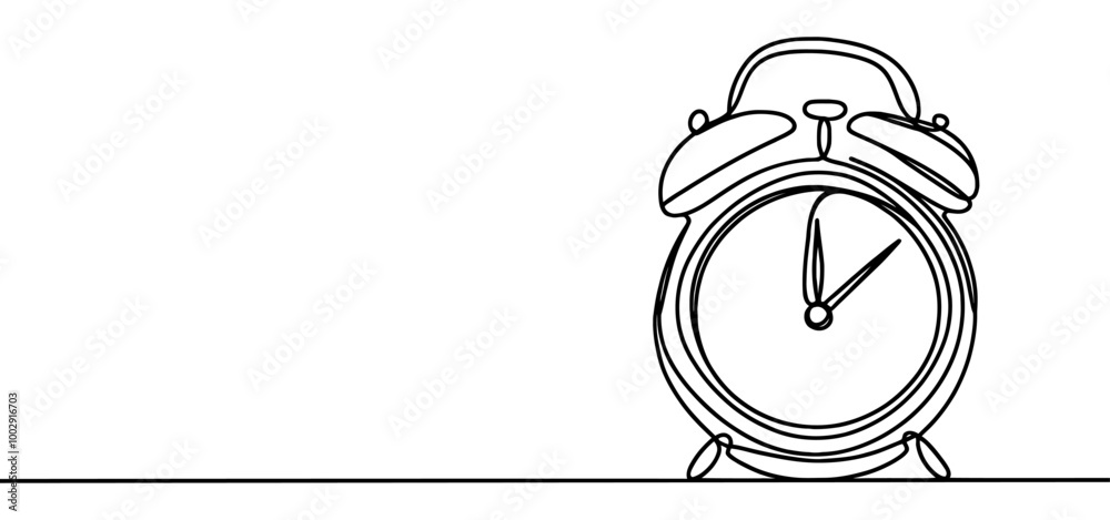 Continuous one line drawing of clock. Clock linear icon.