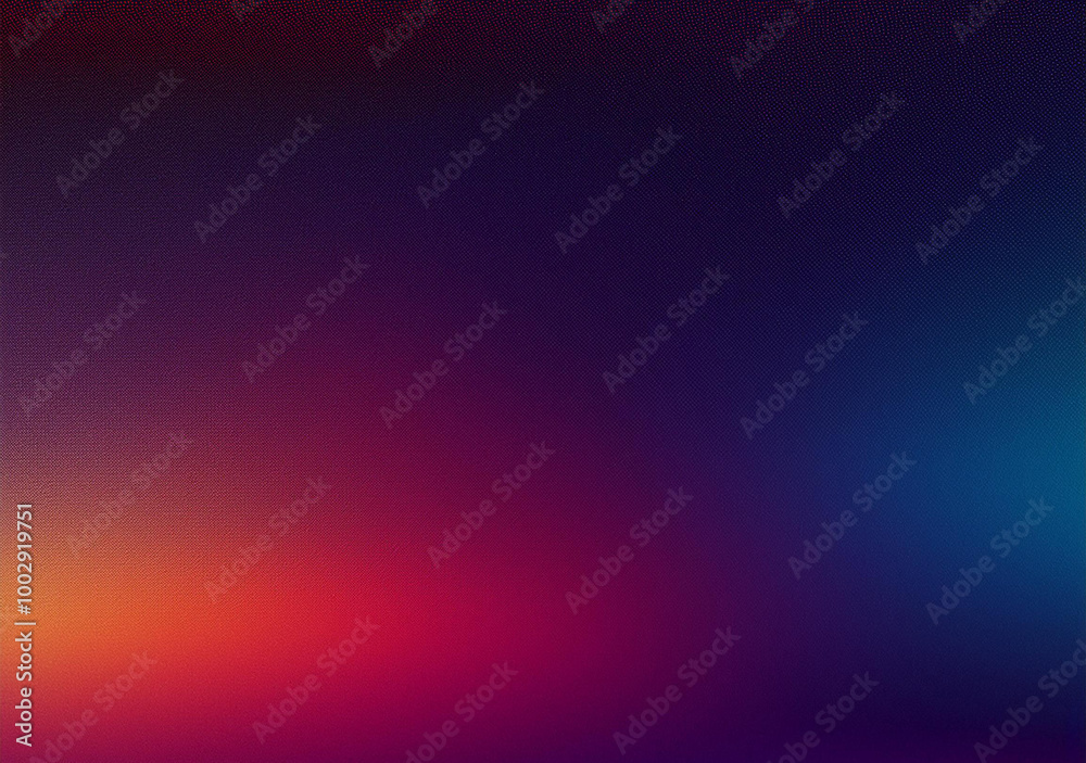 Fototapeta premium Dark grainy color gradient background, purple red orange blue black colors banner poster cover abstract design