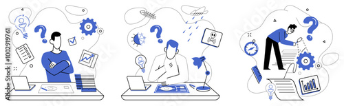 Corporate strategy vector illustration. Success is trophy awarded to organizations crossing finish line corporate strategy excellence Strategic efficiency is secret sauce seasoning recipe