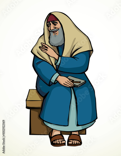 Vector drawing. Old jewish man