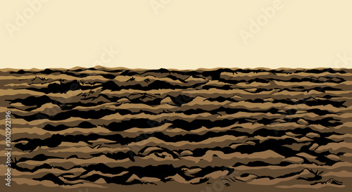 Vector drawing. Old Plowed soil