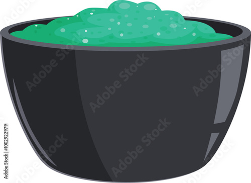 Black bowl overflowing with bubbling green slime