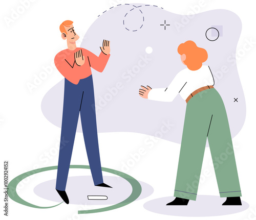 Social anxiety vector illustration. Depression involves range emotional and psychological symptoms Emotional exhaustion can result from prolonged stress and social isolation Frustration arises from