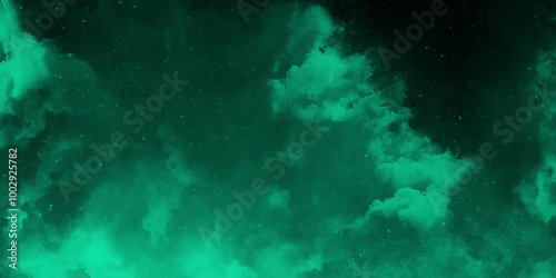 abstract cloud and vapor texture background. Black and Green smoke aquarelle smudge illustration smooth grungy smokey light green colors ink glow. green color powder explosion	
