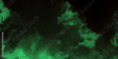 abstract cloud and vapor texture background. Black and Green smoke aquarelle smudge illustration smooth grungy smokey light green colors ink glow. green color powder explosion	
