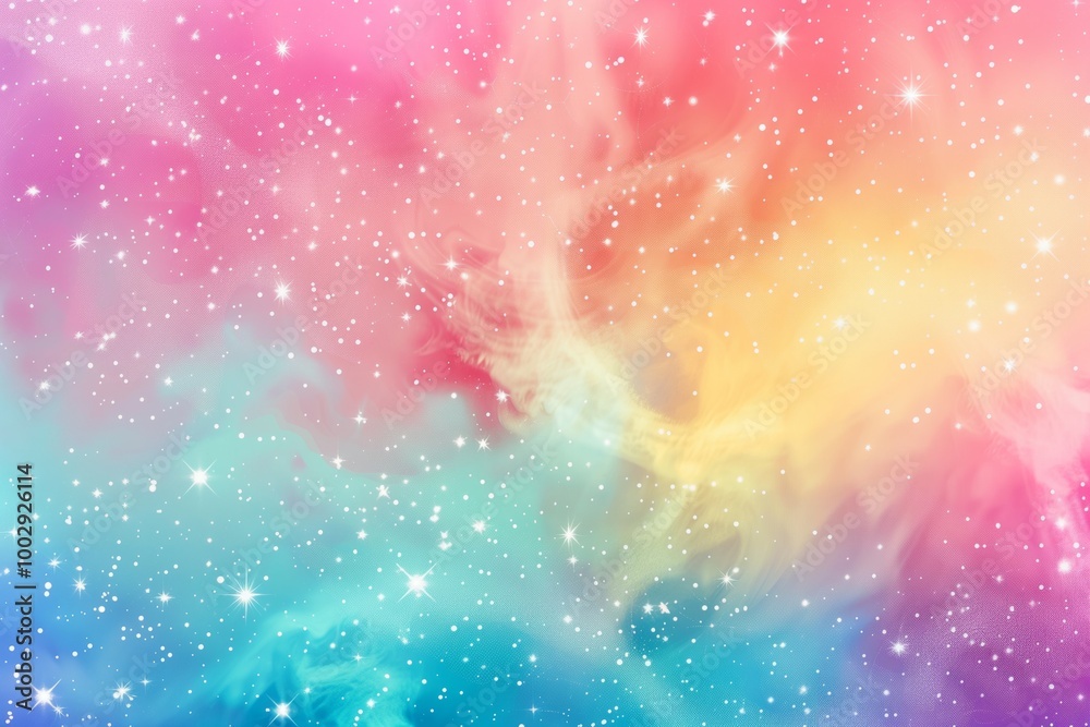 A colorful galaxy with a rainbow background and stars A colorful galaxy with a rainbow background and stars