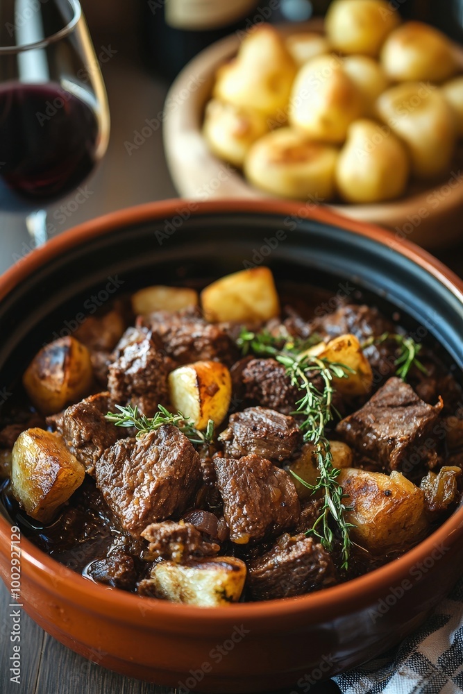 Chanfana: Goat stew cooked in red wine with garlic and spices, a hearty dish from Central Portugal. Chanfana: Goat stew cooked in red wine with garlic and spices, a hearty dish from Central Portugal.