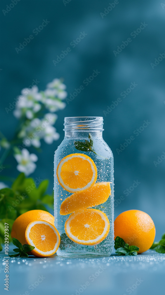 water with orenge and flower water with orenge and flower