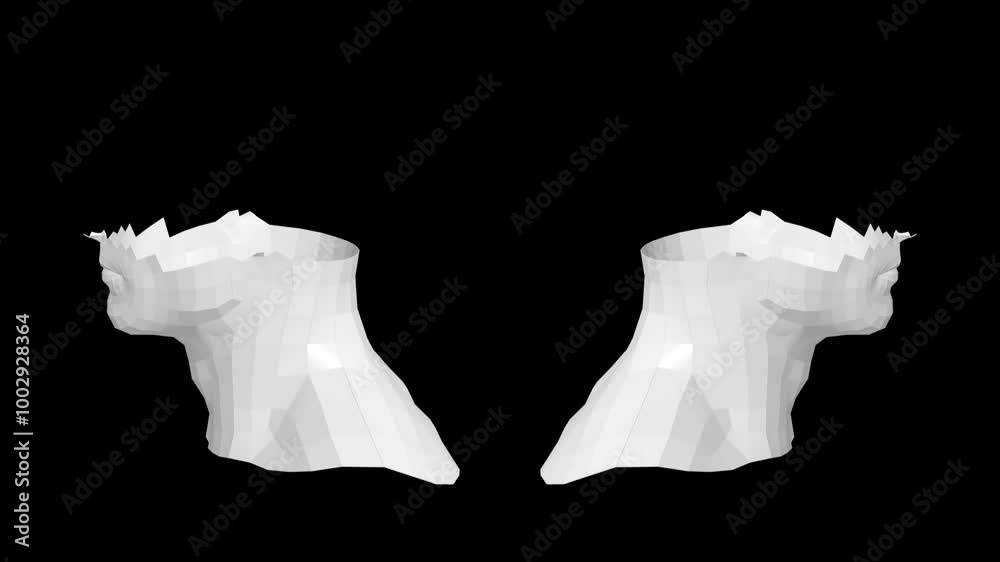 Assembling a heads from grid polygons. Mesh 3D animation. Black grid polygons. Hologram 3D video. Assembling a heads from grid polygons. Mesh 3D animation. Black grid polygons. Hologram 3D video.
