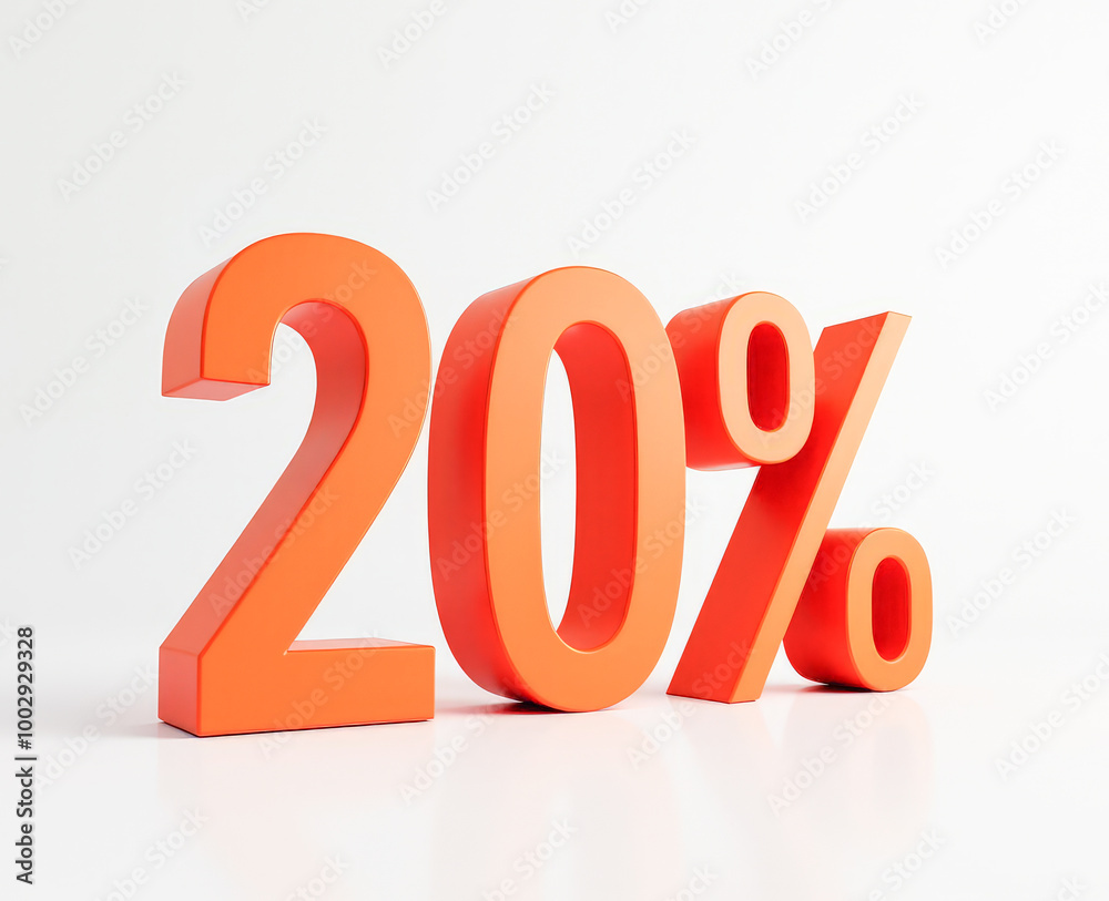 20 percent, 3D multicolored sign 20 percent, 3D multicolored sign