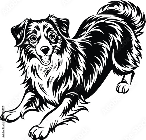 black and white illustration of dog