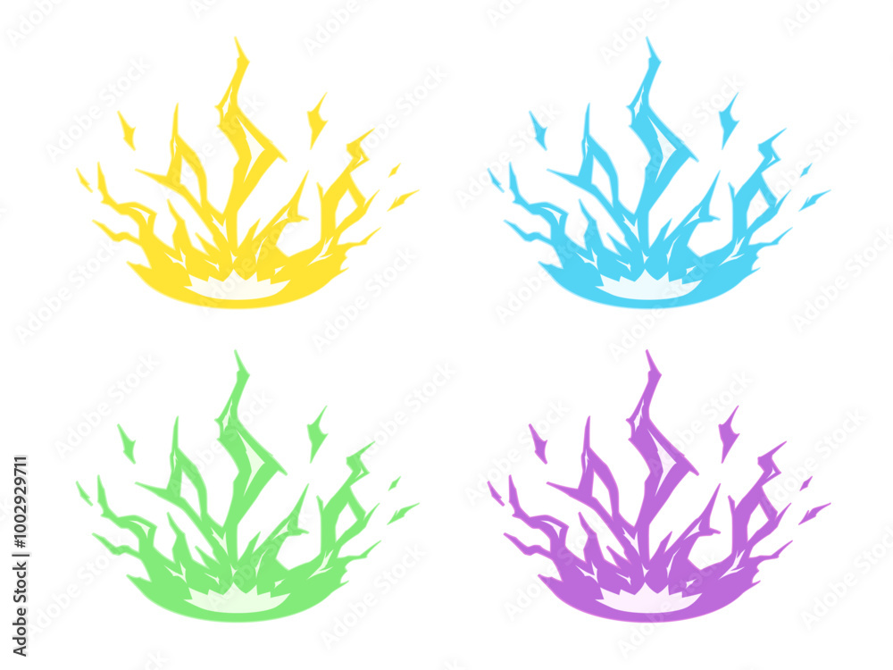 Fototapeta premium 雷の衝撃のエフェクトの素材セット