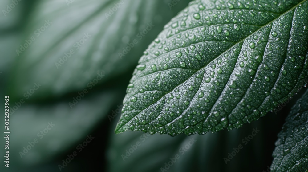 An artistic close-up of a leaf covered with small water droplets, emphasizing nature's delicate beauty and purity, it exudes life, growth, and serenity. An artistic close-up of a leaf covered with small water droplets, emphasizing nature's delicate beauty and purity, it exudes life, growth, and serenity.