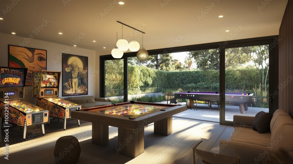 A modern game room with Scandinavian modular furniture A modern game room with Scandinavian modular furniture
