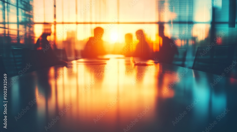 Business Meeting at Sunset with Soft Focus Effect Business Meeting at Sunset with Soft Focus Effect
