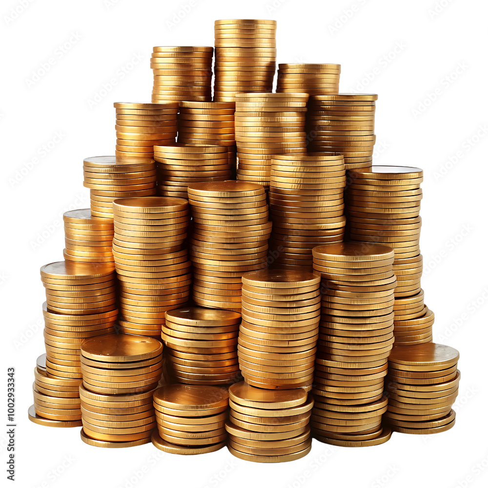 Piles Of Coins On Transparent Background Piles Of Coins On Transparent Background