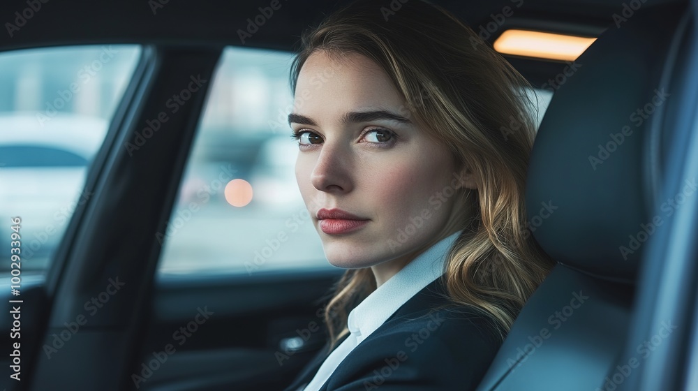 Thoughtful Businesswoman in Car Reflecting on Ideas Thoughtful Businesswoman in Car Reflecting on Ideas