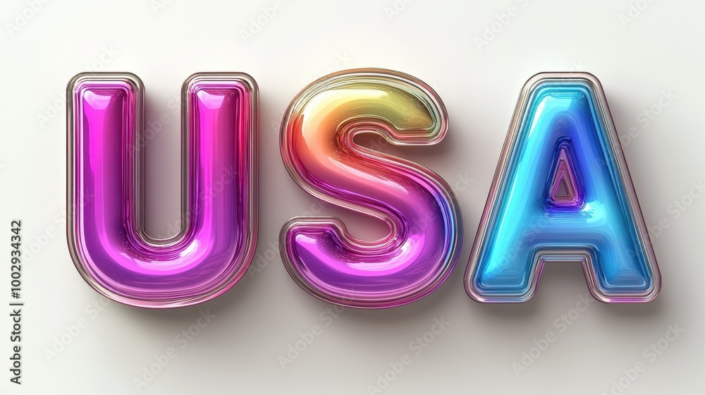 Bright and colorful 3D letters spelling 'USA' with a glossy finish. Bright and colorful 3D letters spelling 'USA' with a glossy finish.