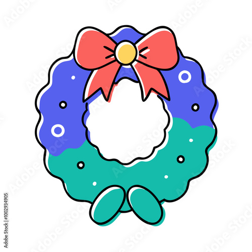 Decorative Christmas wreath with bow and copy space