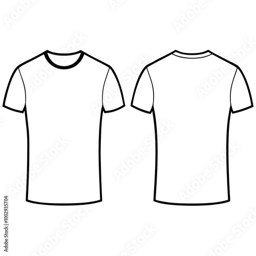 Blank T-shirt mockup template for your design presentations. Front and back views for showcasing your artwork or brand logo. Perfect for fashion, apparel, and retail.