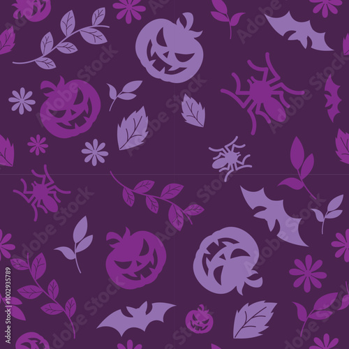 Seamless Pattern Purple Halloween Theme.eps