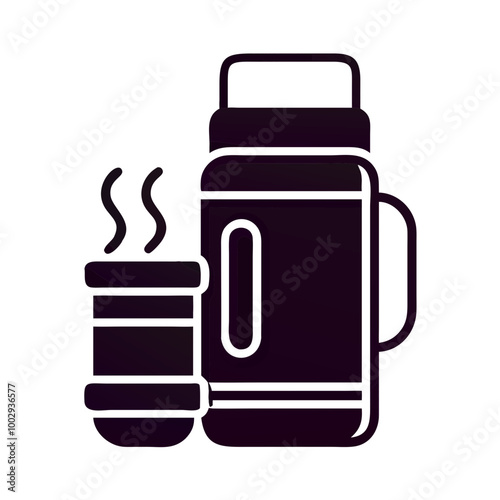 Thermos with steaming cup for hot beverages