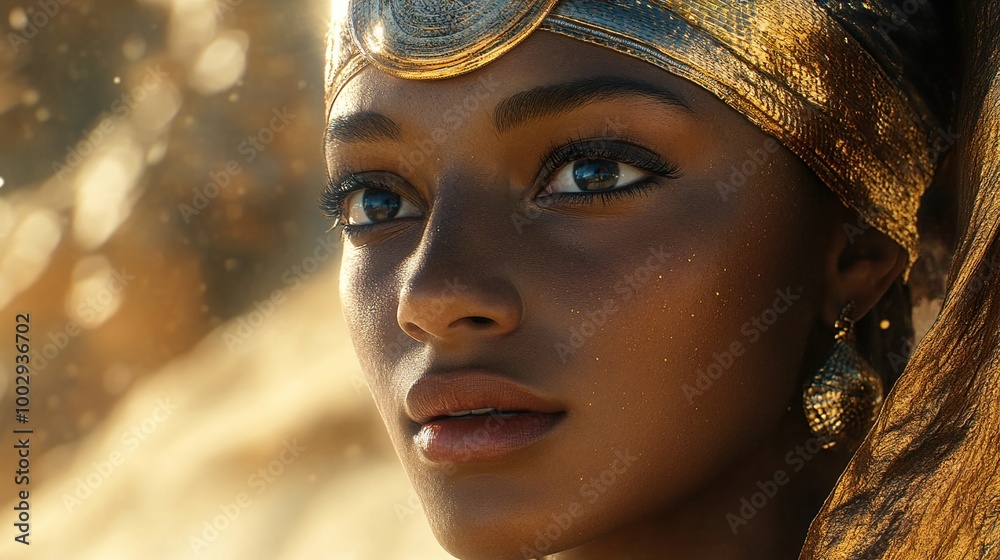 Golden Portrait: A Woman's Mystical Gaze Golden Portrait: A Woman's Mystical Gaze