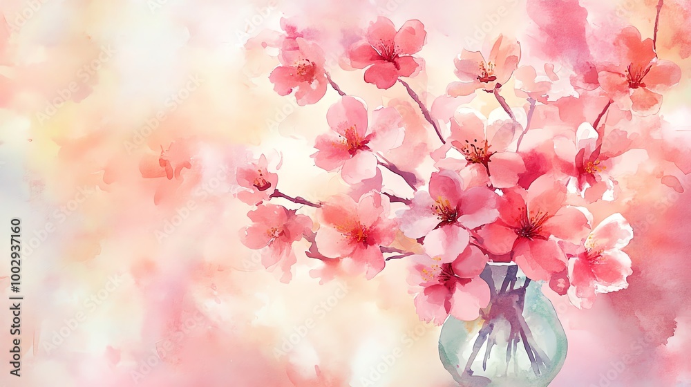 Delicate pink flowers in a soft vase, creating a serene and cheerful ambiance, perfect for spring-themed designs. Delicate pink flowers in a soft vase, creating a serene and cheerful ambiance, perfect for spring-themed designs.