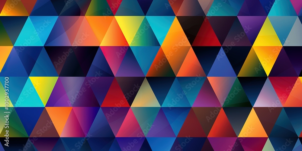 A colorful pattern of triangles is displayed on a background A colorful pattern of triangles is displayed on a background