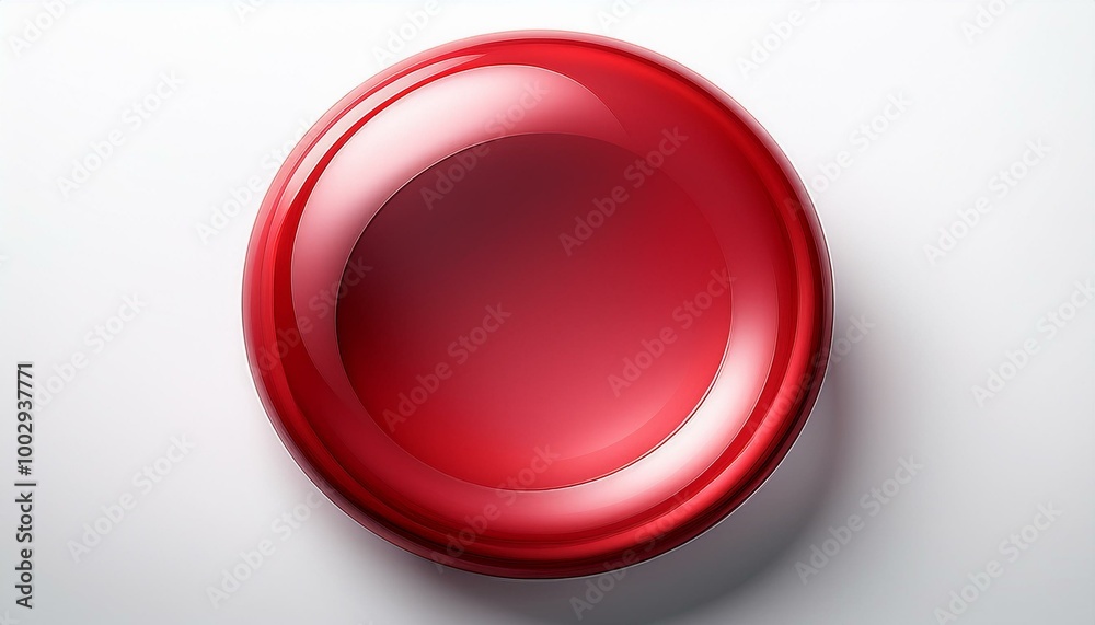 A glossy, red plastic button-like circle with a subtle bevel, isolated on a white background A glossy, red plastic button-like circle with a subtle bevel, isolated on a white background