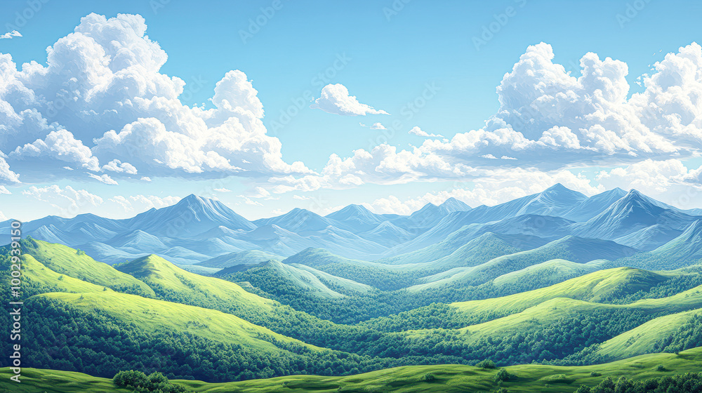 Fototapeta premium A beautiful mountain landscape with a clear blue sky