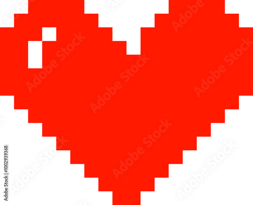 Pixelated red love icon design. 8 bit heart for social media, posters, etc.