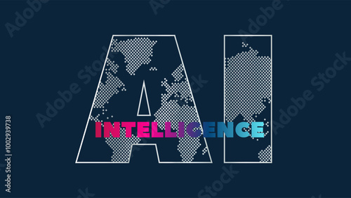 Artificial intelligence. AI symbol isolated. Machine deep learning. Smart digital technology. Vector illustration for science, presentation, concept design, business, future