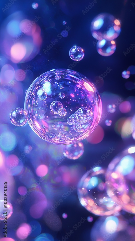 Blue background with purple bubbles, bubbles floating in the air, cute... Blue background with purple bubbles, bubbles floating in the air, cute...