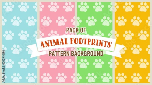 Hand drawn paw pads illustration pattern background set (6 seconds loop) 
