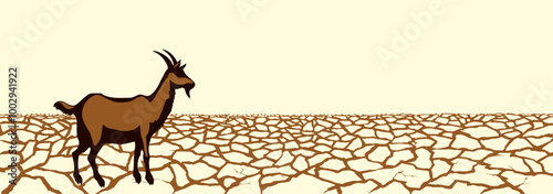 Dry cracked earth. Vector drawing