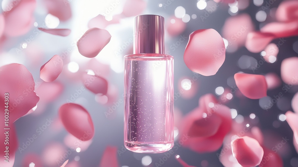 Glowing Translucent Cosmetic Bottle with Petals Glowing Translucent Cosmetic Bottle with Petals