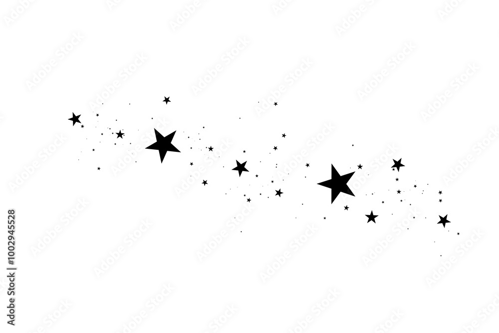 Obraz premium Stars on a white background. Black star shooting with an elegant star.Meteoroid, comet, asteroid, stars.