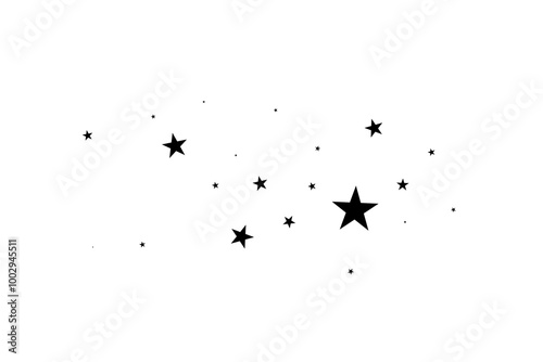 Stars on a white background. Black star shooting with an elegant star.Meteoroid, comet, asteroid, stars.