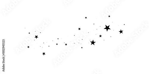 Stars on a white background. Black star shooting with an elegant star.Meteoroid, comet, asteroid, stars.