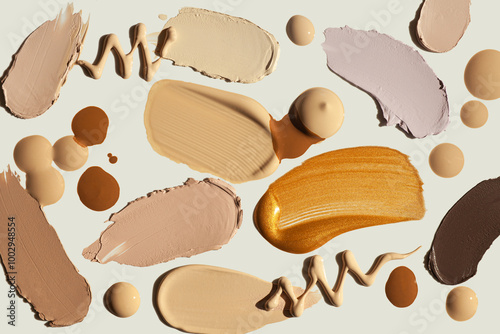 Texture of liquid smudge cosmetic cream foundation bb or cc cream sculptor swatces background photo