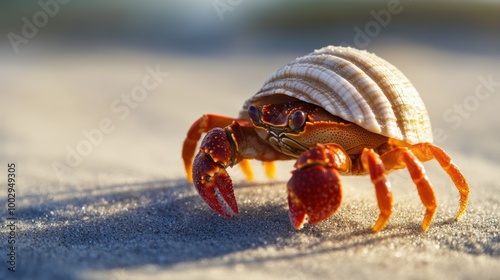 Colorful Crab on Sandy Beach in Natural Habitat