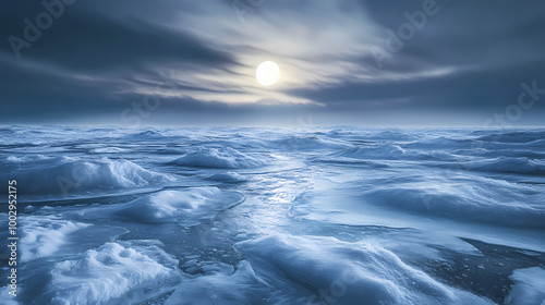 Frozen tundra landscape bathed in ethereal light creative ai, cold, tundra, icy, night. Tundra Landscape. Illustration