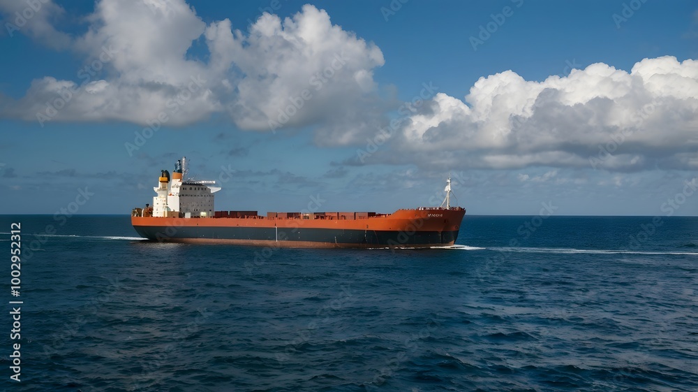 Cargo container transport ship in the ocean Cargo container transport ship in the ocean