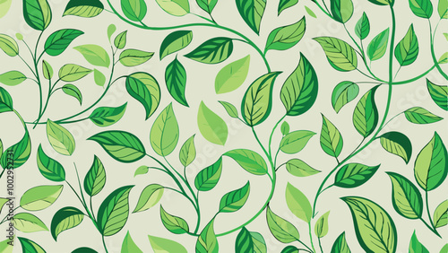 Wallpaper Mural seamless pattern with green leaves Torontodigital.ca