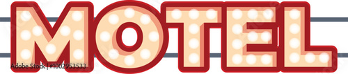 Bright motel sign is welcoming travelers with its retro design and lit bulbs