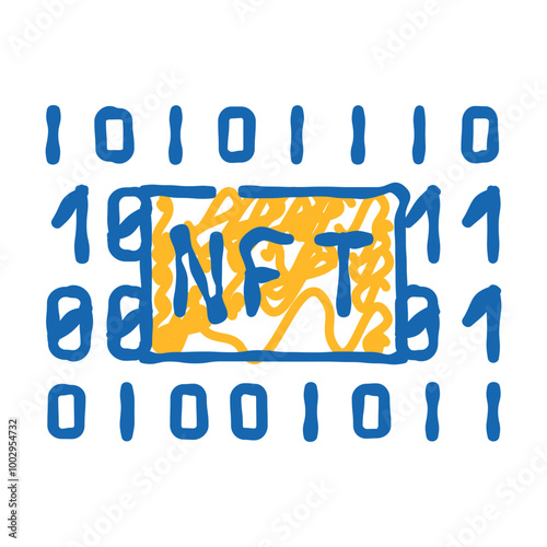 nft code doodle icon sketch vector. nft code sign. isolated symbol illustration